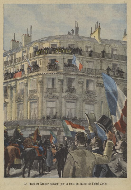 Paul Kruger, ex-presidente do Transvaal, na varanda do Hotel Scribe em Paris, recebendo a aclamação da multidão de Fortune Louis Meaulle