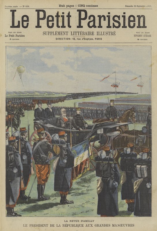 O Presidente Loubet, da França, inspecionando as tropas nas grandes manobras do exército francês em Amilly de Fortune Louis Meaulle