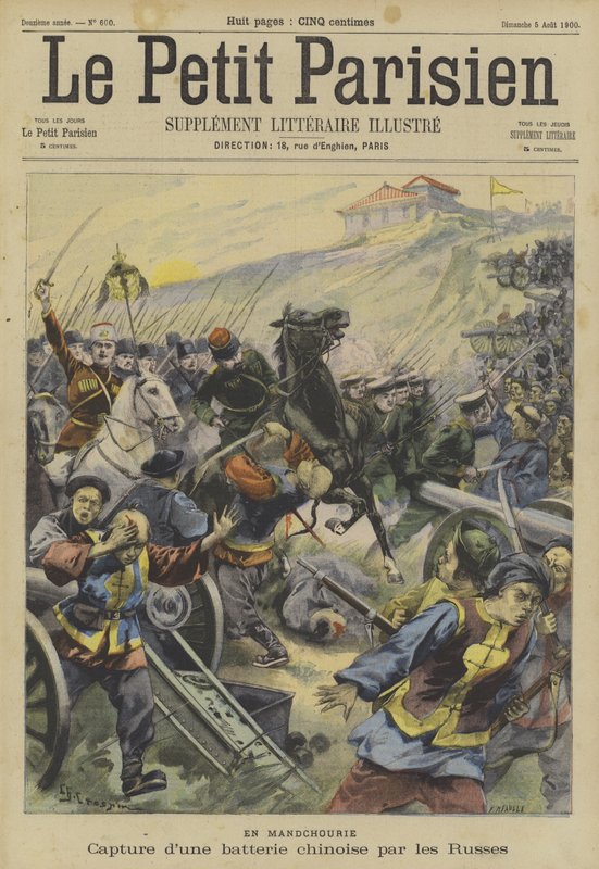 The Boxer Rebellion: captura de uma bateria chinesa por tropas russas na Manchúria de Fortune Louis Meaulle