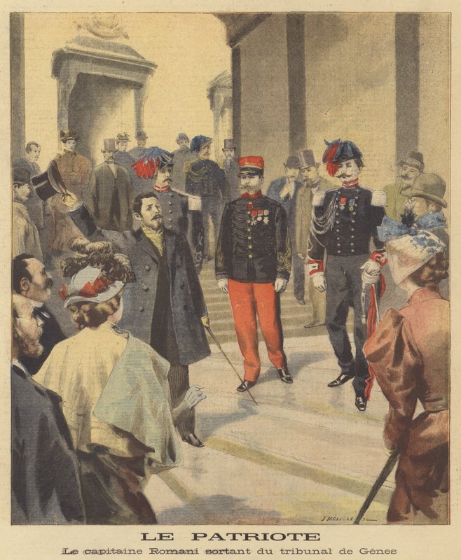 O Patriota. Capitão Romani deixando seu julgamento em Gênova de Fortune Louis Meaulle