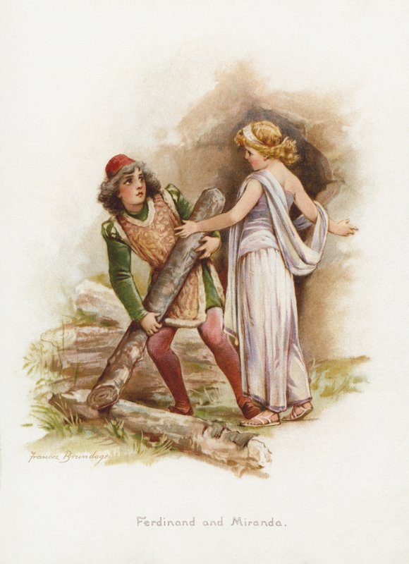 Ferdinand e Miranda (chromolitho) de Frances Brundage
