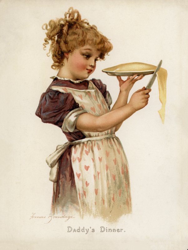 Meninas: O jantar do papá (cor litho) de Frances Brundage