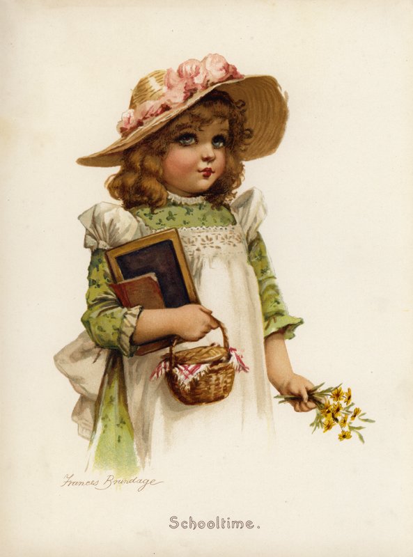 Meninas: Tempo de escola (cor litho) de Frances Brundage