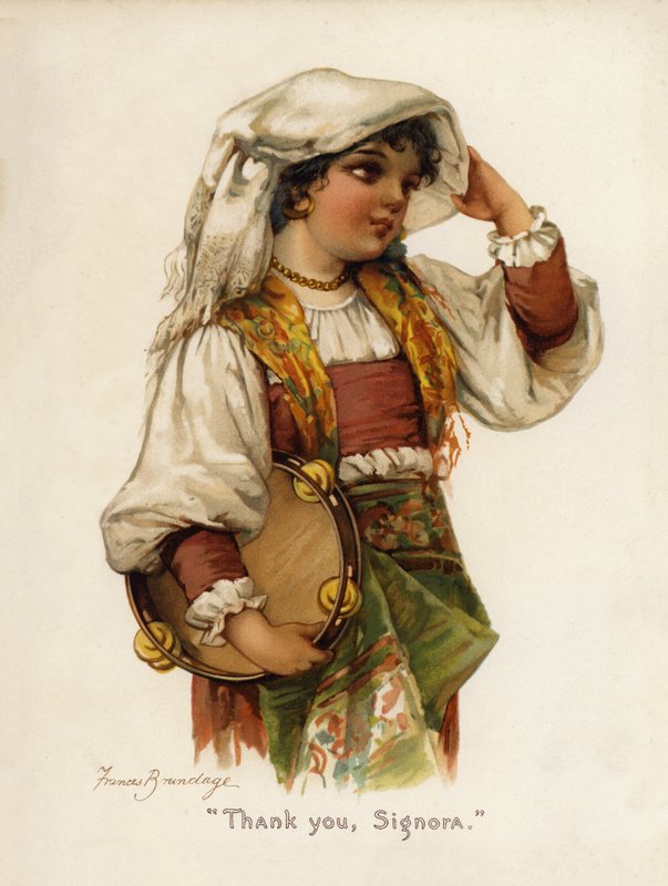 Meninas: "Obrigado, Signora" (cor litho) de Frances Brundage