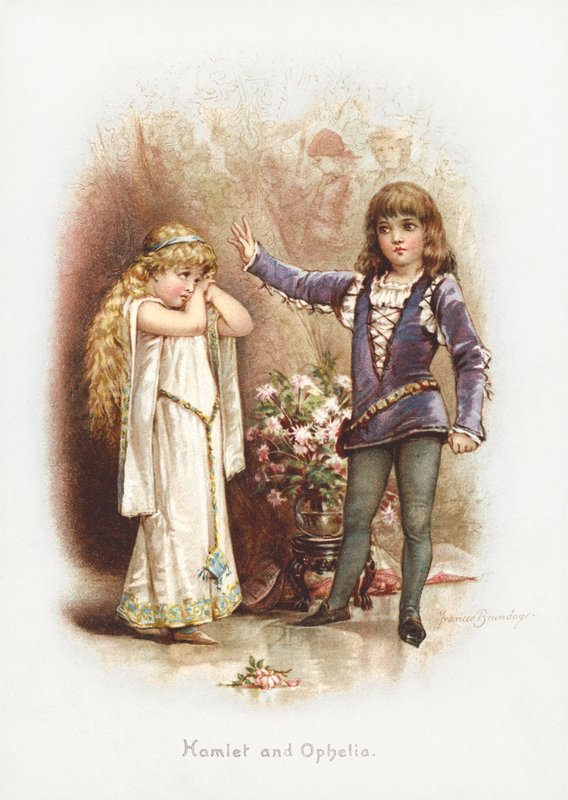 Hamlet e Ofélia (chromolitho) de Frances Brundage
