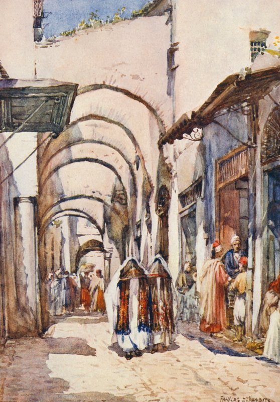 Uma rua de arcos, Tunes (litografia a cores) de Frances Nesbitt