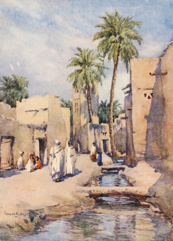 A Village Street, Biskra (litografia a cores) de Frances Nesbitt