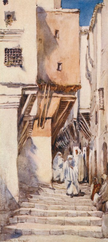 Uma rua antiga, Argel (litografia a cores) de Frances Nesbitt