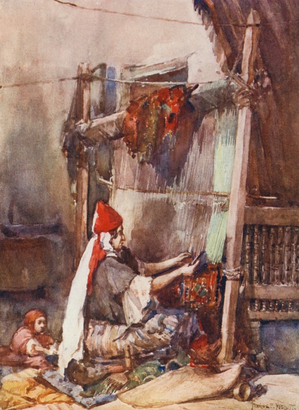 Fabricação de tapetes (litografia a cores) de Frances Nesbitt