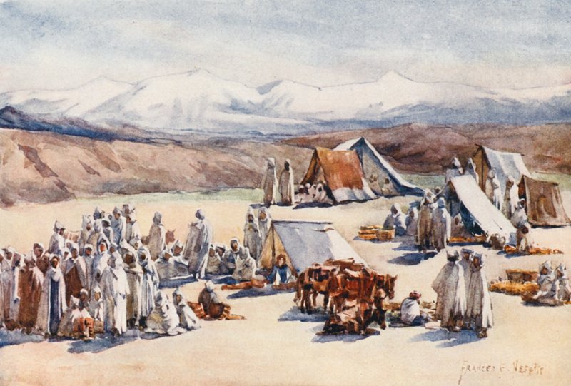 Dia de mercado, Timgad (litografia a cores) de Frances Nesbitt