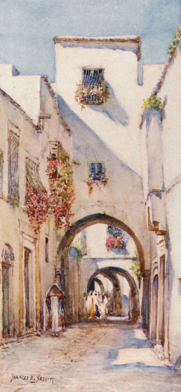 Rue Tourbet el Bey, Túnis (litografia a cores) de Frances Nesbitt