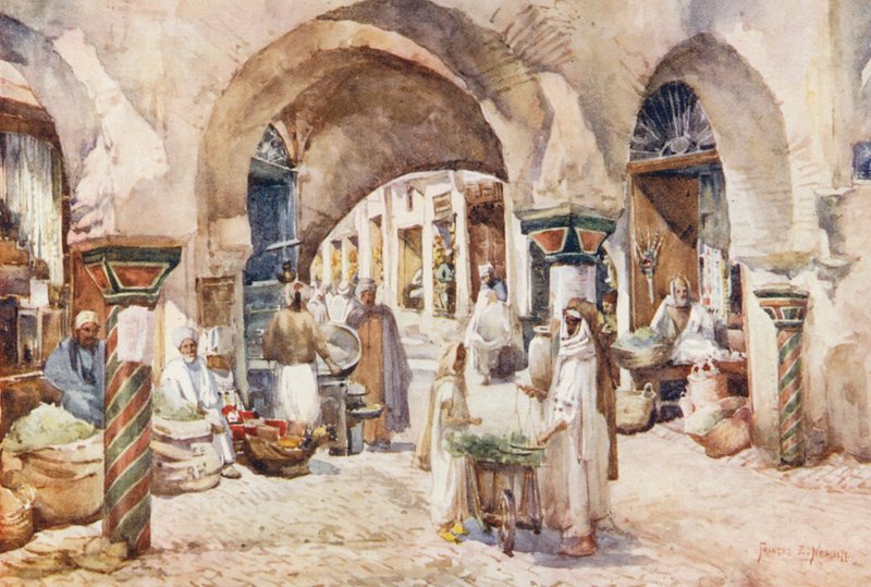 Souk el Attarin, Túnis (litografia a cores) de Frances Nesbitt