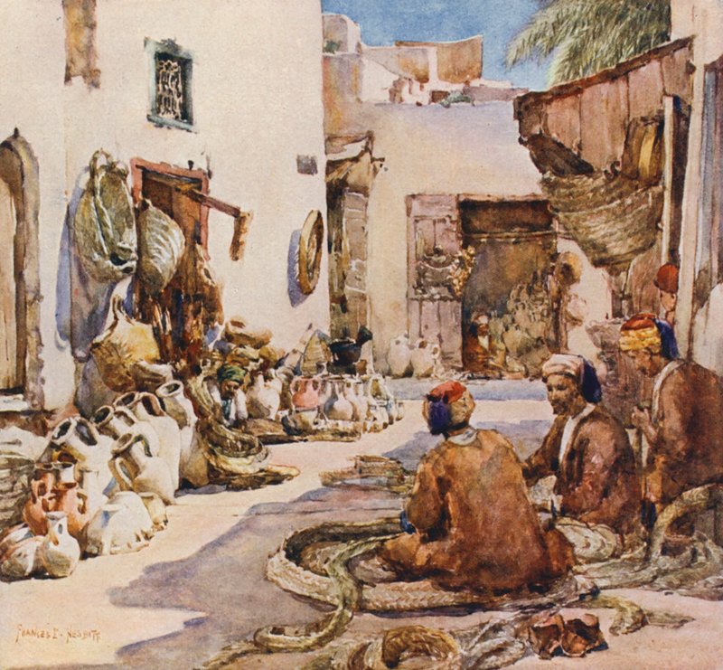 Os fabricantes de cestos, Sousse (litografia a cores) de Frances Nesbitt