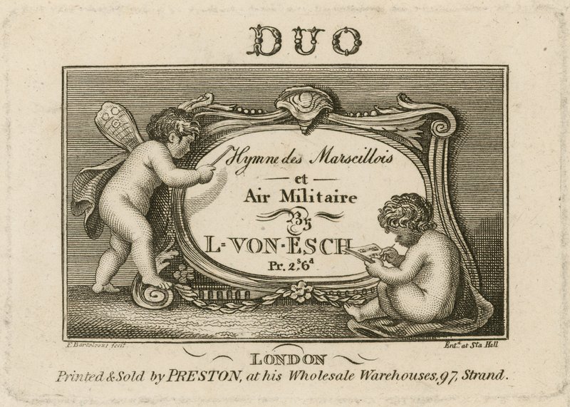 Placa de Título para Hino Marscillois e Militar Aéreo de Francesco Bartolozzi