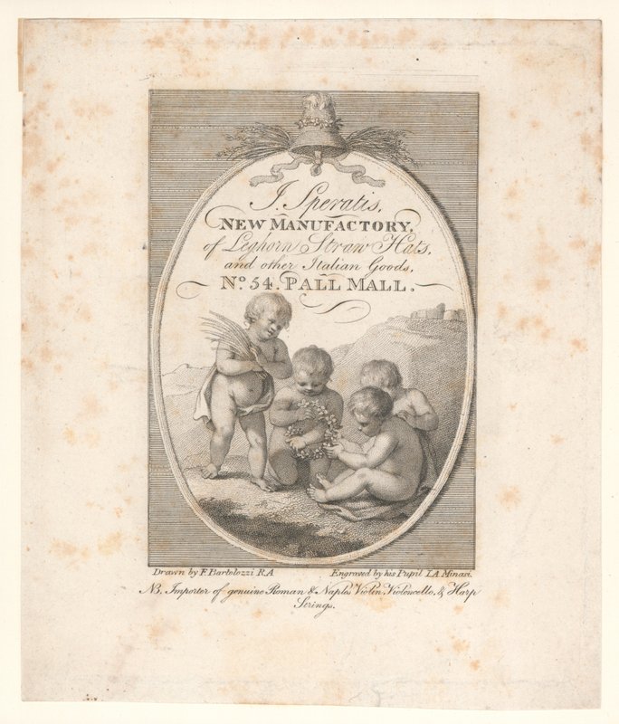 cartão de comércio, Sperate J de Francesco Bartolozzi