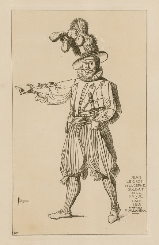 Jean le Grott de Lucerna, guarda do papa, 1613 de Francesco Villamena