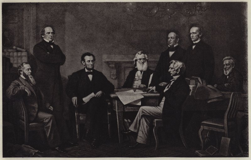 Primeira Leitura da Proclamação de Emancipação de Abraham Lincoln (litho) de Francis Bicknell (after) Carpenter