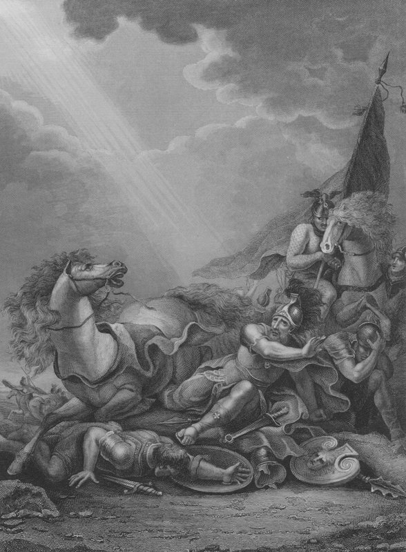 A Conversão de São Paulo, Atos 9, Verso 1-21 (gravura) de Francis Bourgeois