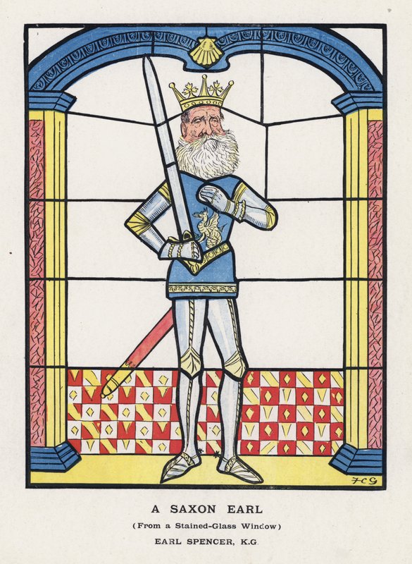 Um Conde Saxão, de uma Janela de Vidro Manchado, Earl Spencer (cor litho) de Francis Carruthers Gould