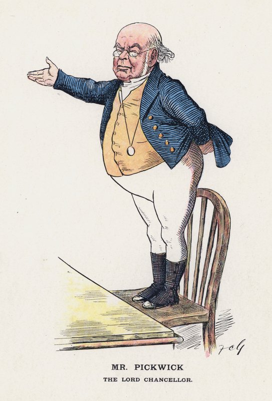 Sr. Pickwick, O Senhor Chanceler (cor litho) de Francis Carruthers Gould