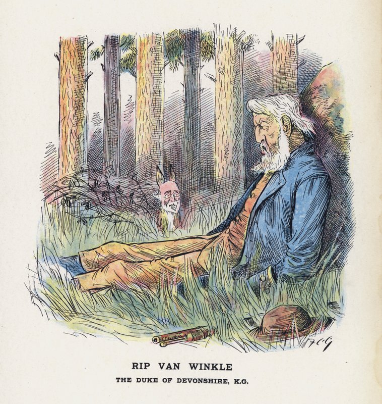 Rip Van Winkle, The Duke of Devonshire (cor litho) de Francis Carruthers Gould