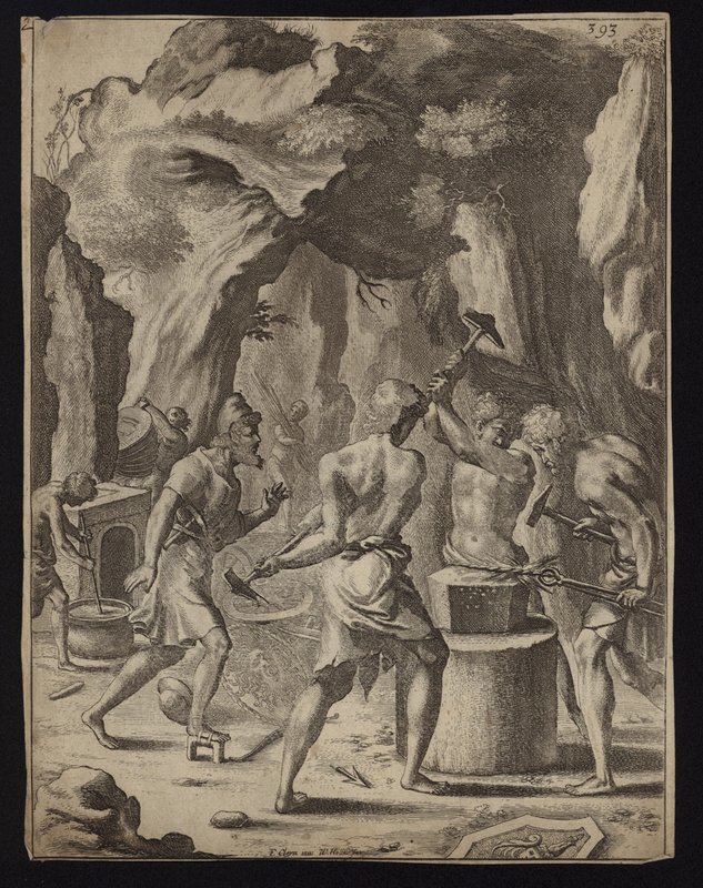 Vulcan forjar as armas de Enéias de Francis Cleyn