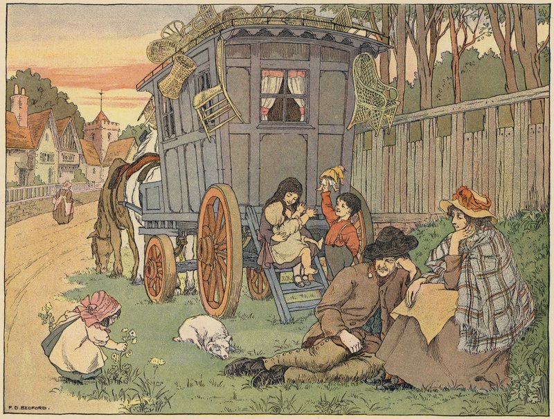 Livro de Lojas de Bedford: Fabricantes de cestos (litografia a cores) de Francis Donkin Bedford