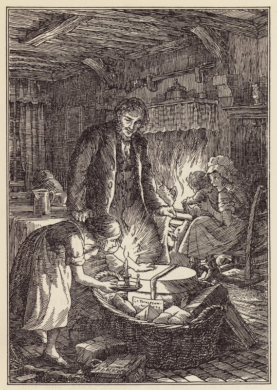 Ilustração para "O Grilo na Lareira" de Charles Dickens (litografia a cores) de Francis Donkin Bedford