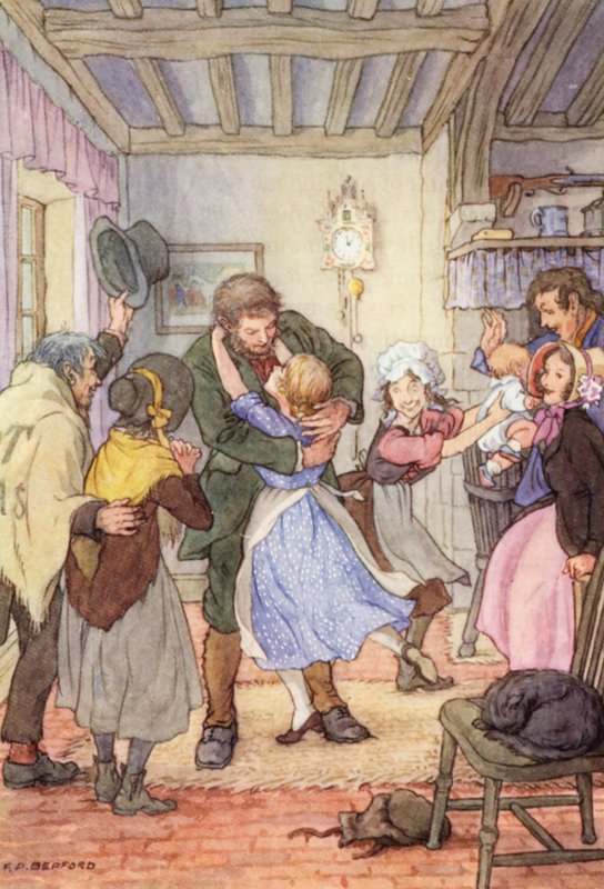 Ilustração para "O Grilo na Lareira" de Charles Dickens (litografia a cores) de Francis Donkin Bedford