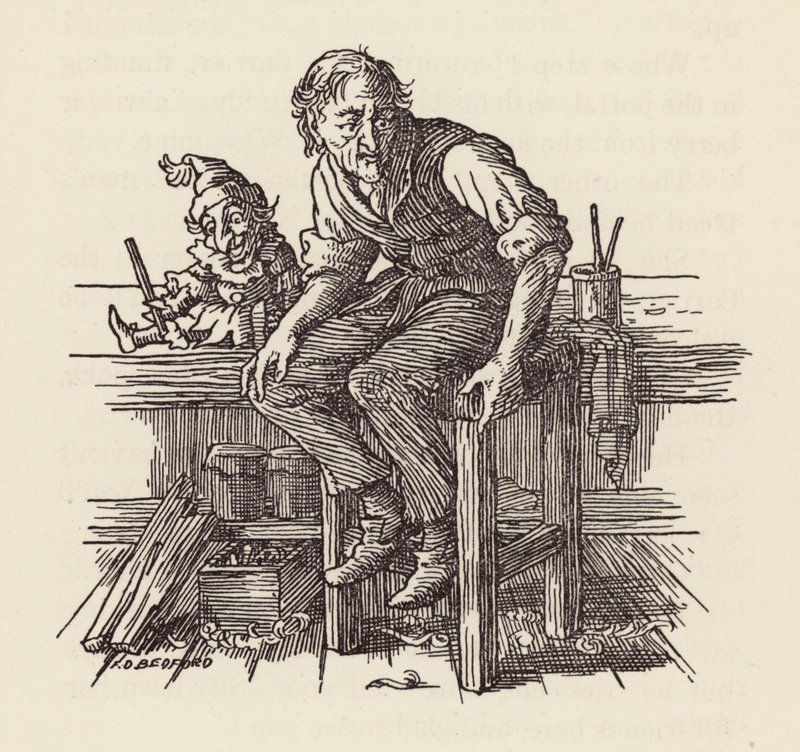 Ilustração para "O Grilo na Lareira" de Charles Dickens (litografia a cores) de Francis Donkin Bedford