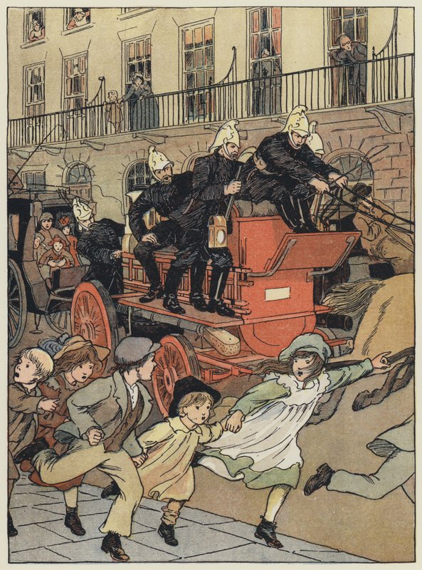 Londres: A Fire-Engine (litografia a cores) de Francis Donkin Bedford