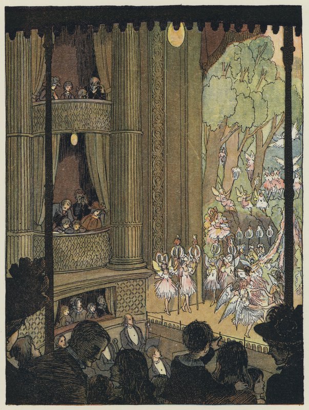 Londres: Drury Lane Pantomime (litografia a cores) de Francis Donkin Bedford