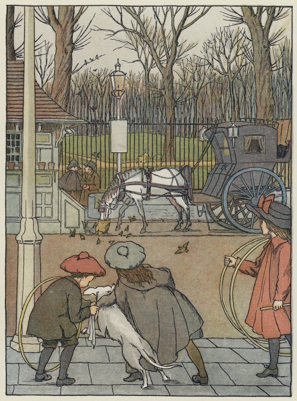 Londres: London Sparrows at Dinner (litografia a cores) de Francis Donkin Bedford