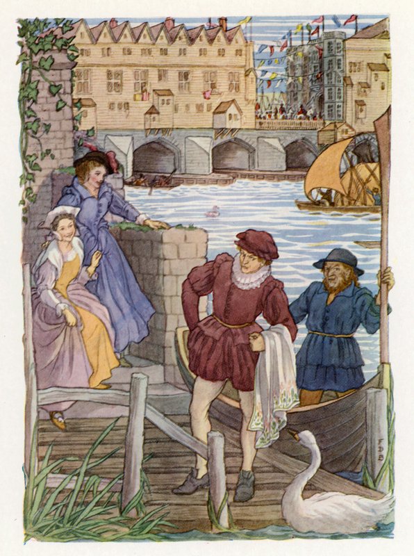 Merrie England: London Bridge (litografia a cores) de Francis Donkin Bedford