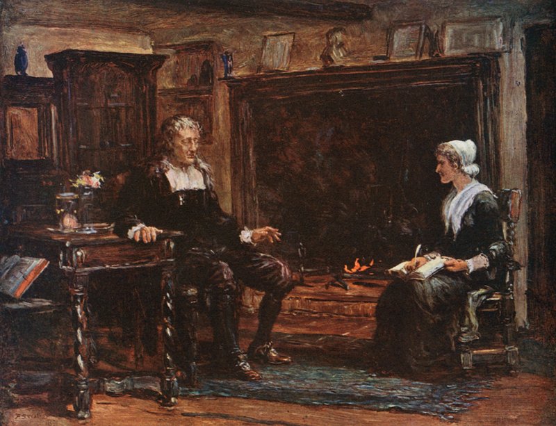 Milton em sua cabana ditando paraíso reconquistado de Francis S. Walker