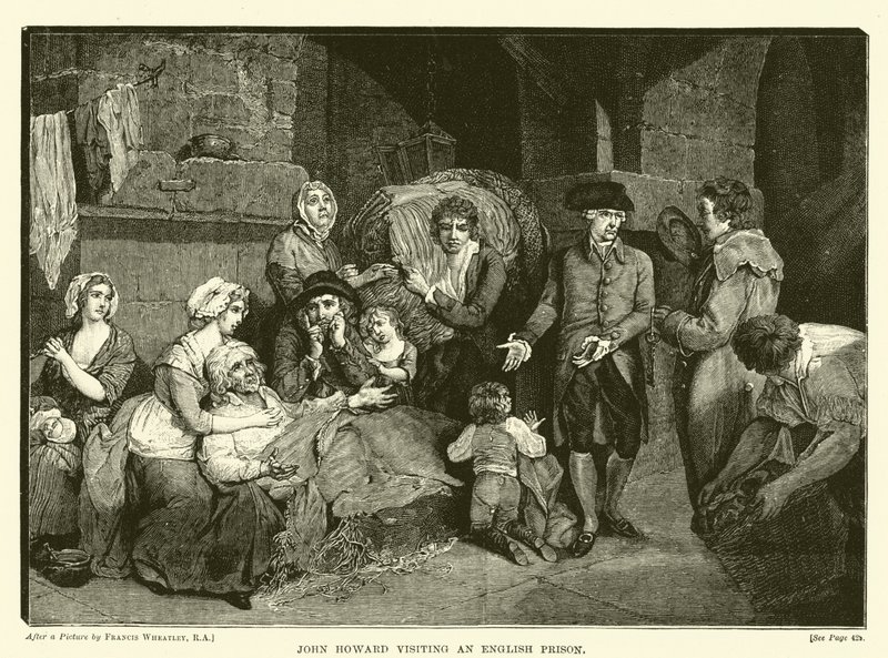 John Howard visitando uma prisão inglesa de Francis after Wheatley