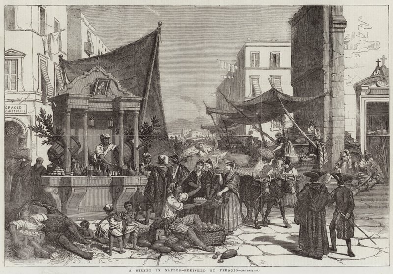 Uma rua em Nápoles de Francois Fortune Antoine Ferogio