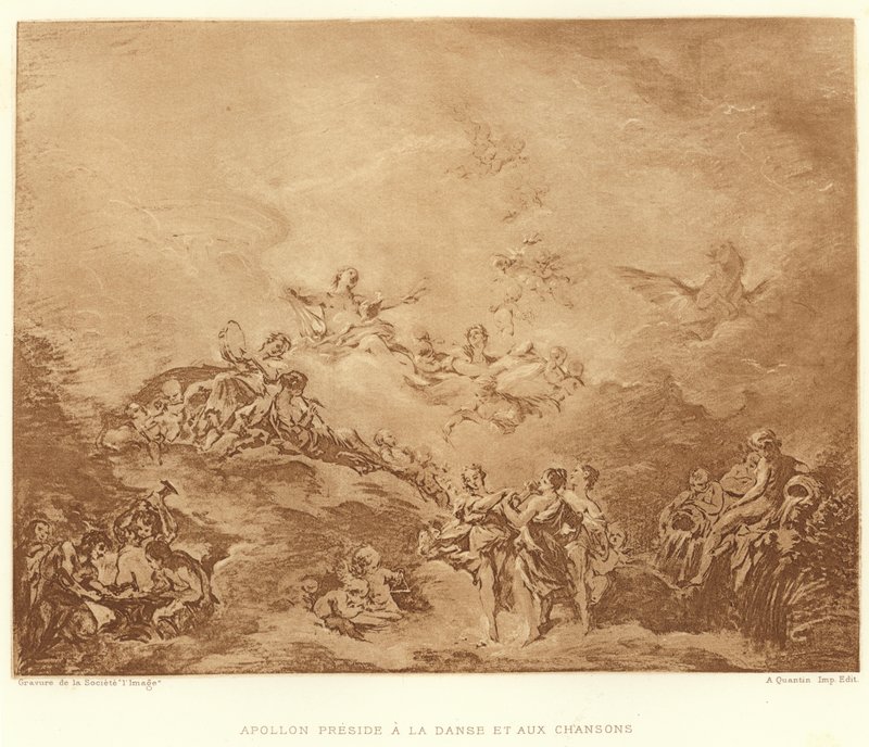 Apollo Preside a la Danse et aux Chansons (gravura) de Francois (after) Boucher