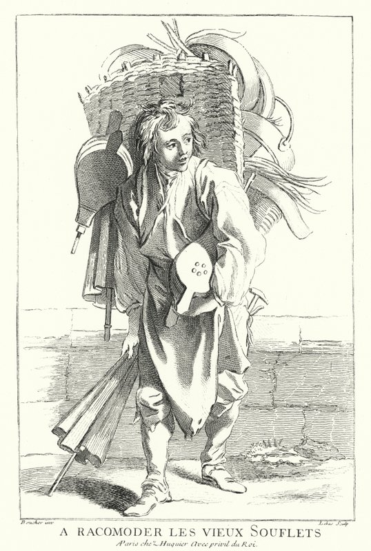Remetente do fole (gravação) de Francois (after) Boucher