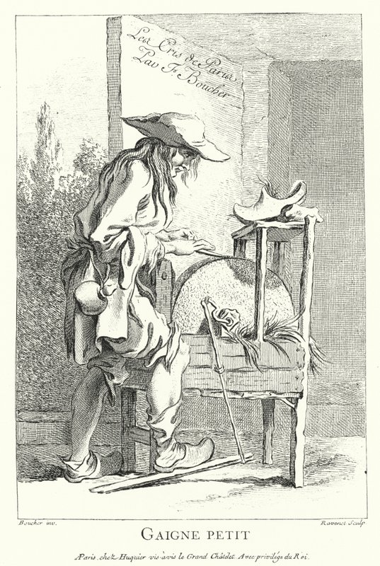 Lixadora de facas (gravação) de Francois (after) Boucher