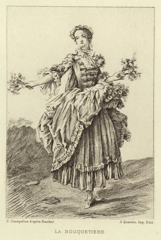 A Bouquetiere (gravura) de Francois (after) Boucher