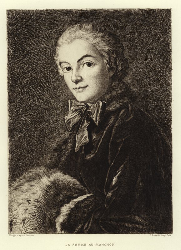 A Mulher com a Manga (gravura) de Francois (after) Boucher