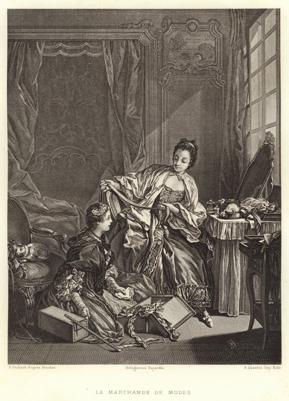 La Marchande de Modes (gravura) de Francois (after) Boucher