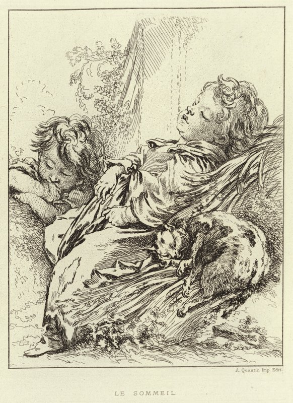 Dormir (gravação) de Francois (after) Boucher