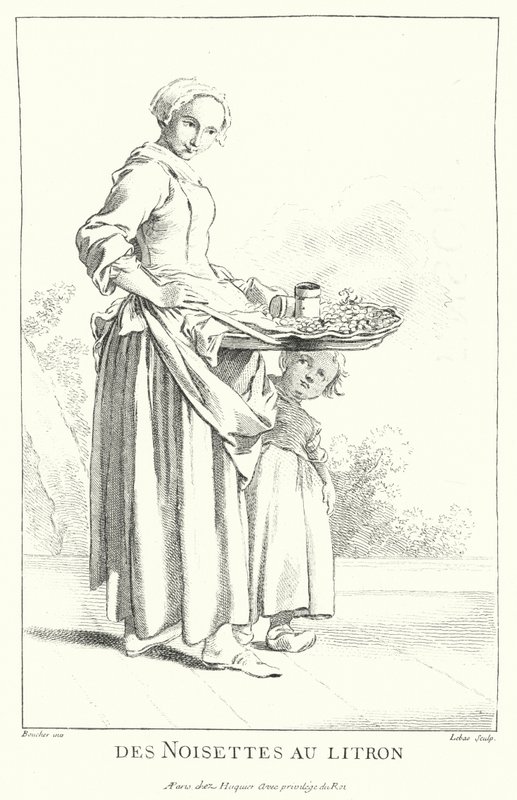 Vendedor de nozes (gravura) de Francois (after) Boucher