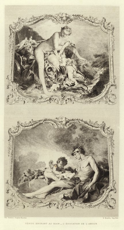 Vénus Entrando no Banho, Educação do Amor (gravura) de Francois (after) Boucher