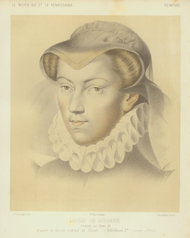 Luísa de Lorena, esposa do rei Henrique III de França (chromolitho) de Francois (after) Clouet