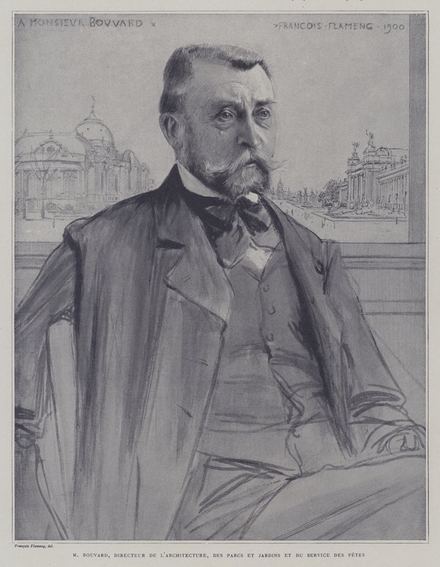 Joseph-Antoine Bouvard, arquiteto e administrador francês (litho) de Francois (after) Flameng