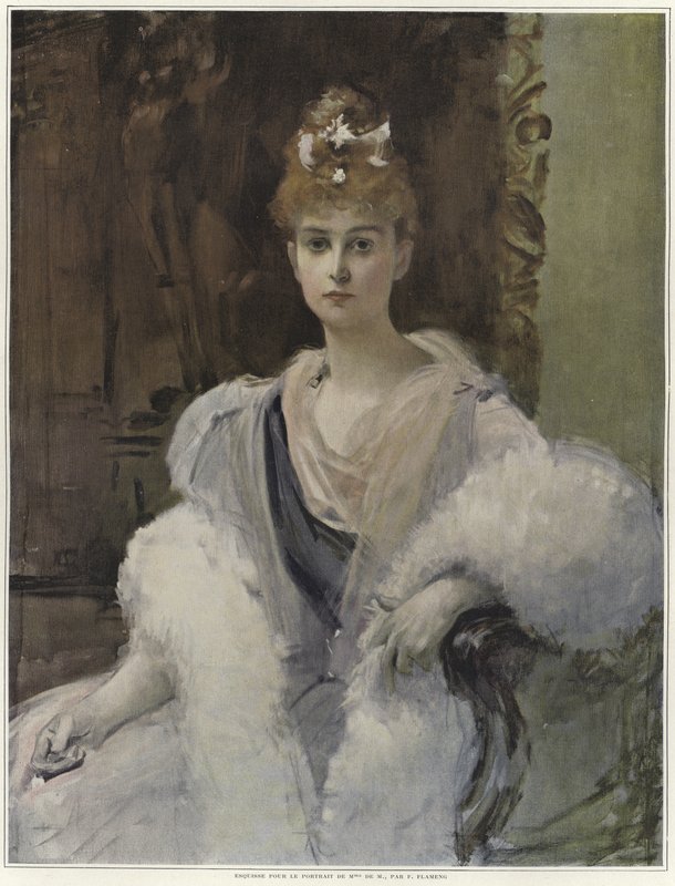 Esboço para um retrato da Sra. De M de Francois Flameng