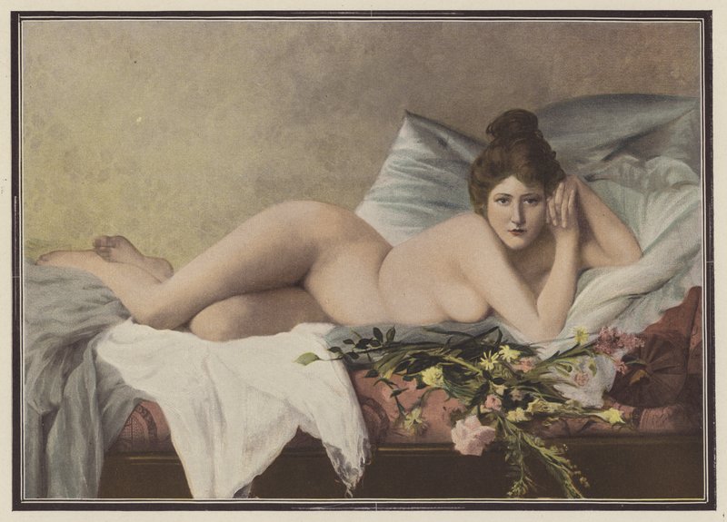Flores desbotadas de um amante (lito colorido) de Francois Maurice Lard